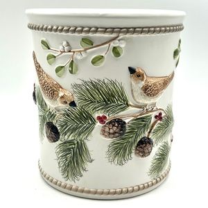 Yankee Candle Ceramic Jar Container Hollyberry Birds Pine Christmas Holiday Rare